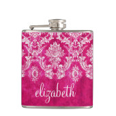 ホットピンクグランジダマスクパタカスタムーン文字 フラスク (正面)