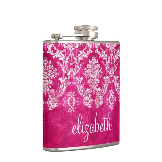ホットピンクグランジダマスクパタカスタムーン文字 フラスク (右)