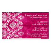 ホットピンクグランジダマスクパタカスタムーン文字 マグネット名刺 (正面)