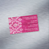 ホットピンクグランジダマスクパタカスタムーン文字 マグネット名刺 (インサイチュ)