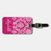 ホットピンクグランジダマスクパタカスタムーン文字 ラゲッジタグ (正面横)