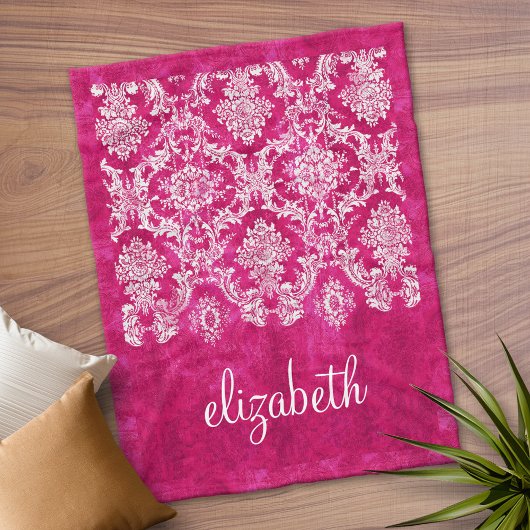 ホットピンクグランジダマスクパターンスクリプト名 フリースブランケット