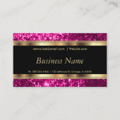 ホットピンクグリッターとエレガント金ゴールド 名刺 (正面)