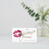 ホットピンクグリッターと金ゴールド – 白 名刺 (スタンド正面)