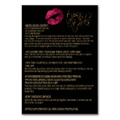 ホットピンクグリッターの口紅の説明 テーブルナンバー (裏面)