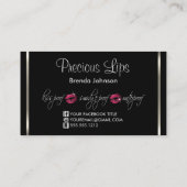 ホットピンクグリッターの唇とシルバー 名刺 (裏面)