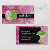 ホットピンクグリッターアップル代替先生家庭教師 名刺 (正面/裏面)