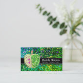 ホットピンクグリッターアップル代替先生家庭教師 名刺 (スタンド正面)