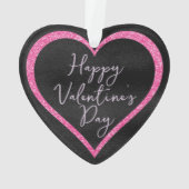 ホットピンクグリッターオンブラックロマンチックバレンタインデー オーナメント (裏面)