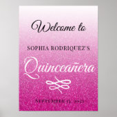 ホットピンクグリッターキンセアニラ15誕生日へようこそ ポスター (正面)