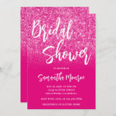 ホットピンクグリッターグラデーションブライダルシャワー 招待状 (正面/裏面)