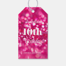ホットピンクグリッターグラムニーエイジ誕生日 ギフトタグ