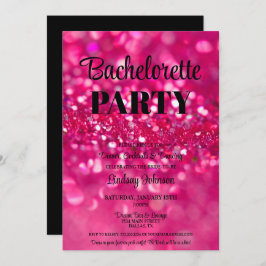 ホットピンクグリッターグラムバチェロレッテ 招待状
