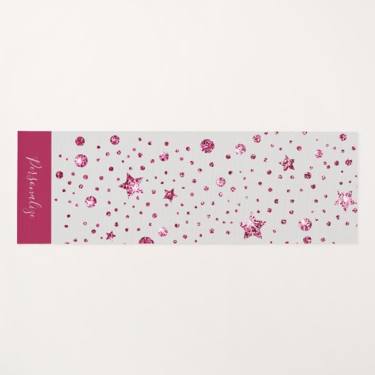 ホットピンクグリッタースターズトレンディーグラムゼン瞑想 ヨガマット (正面(横))