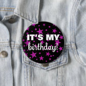 ホットピンクグリッタースターズ紙吹雪それが私の誕生日 缶バッジ (インサイチュ)