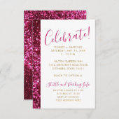 ホットピンクグリッターストライプ(ユダヤ教の)バル・ミツバー受モダン入 エンクロージャーカード (正面/裏面)