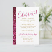 ホットピンクグリッターストライプ(ユダヤ教の)バル・ミツバー受モダン入 エンクロージャーカード (スタンド正面)