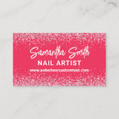 ホットピンクグリッターネイルアーティスト美しいサロン ロイヤリティカード (裏面)