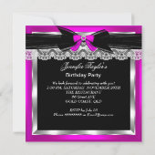 ホットピンクグリッターハイヒールトシルバーカクテルパーティー 招待状 (裏面)