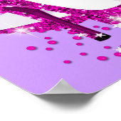 ホットピンクグリッターハイヒール紫誕生日バナー ポスター (角)