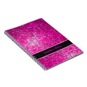 ホットピンクグリッターブラックアクセント ノートブック (右側)