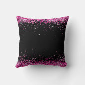 ホットピンクグリッターブラックファンシーモノグラム クッション (裏面)
