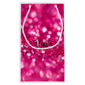 ホットピンクグリッターモダングラムバチェロレッテ スモールペーパーバッグ (裏面)