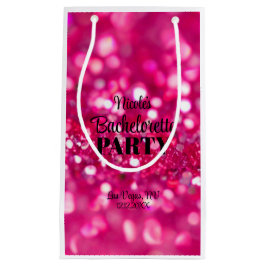 ホットピンクグリッターモダングラムバチェロレッテ スモールペーパーバッグ