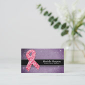 ホットピンクグリッターライフコーチ生存乳癌 名刺 (スタンド正面)