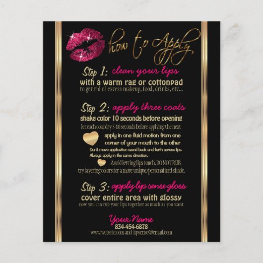 ホットピンクグリッターリップの説明 チラシ (正面)