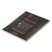 ホットピンクグリッターリップの説明 ノートパッド (回転)