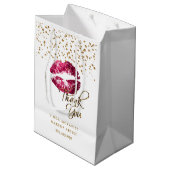 ホットピンクグリッターリップオンホワイト – ありがとう ミディアムペーパーバッグ (裏面アングル)
