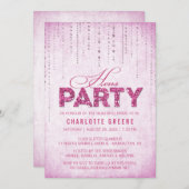 ホットピンクグリッタールックヘンパーティー 招待状 (正面/裏面)