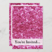 ホットピンクグリッタールック 招待状 (正面/裏面)