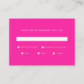 ホットピンクグリッターレトロディスコボールウェディングRSVP エンクロージャーカード (裏面)