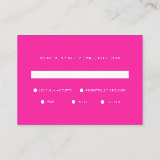 ホットピンクグリッターレトロディスコボールウェディングRSVP エンクロージャーカード (裏面)