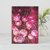 ホットピンクグリッターレトロディスコボールリハーサルディナー 招待状 (スタンド正面)