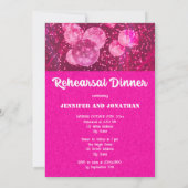 ホットピンクグリッターレトロディスコボールリハーサルディナー 招待状 (裏面)
