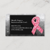 ホットピンクグリッター乳がん生存者コーチ 名刺 (裏面)