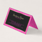 ホットピンクグリッター及び金ゴールド枠 名刺 (裏面)