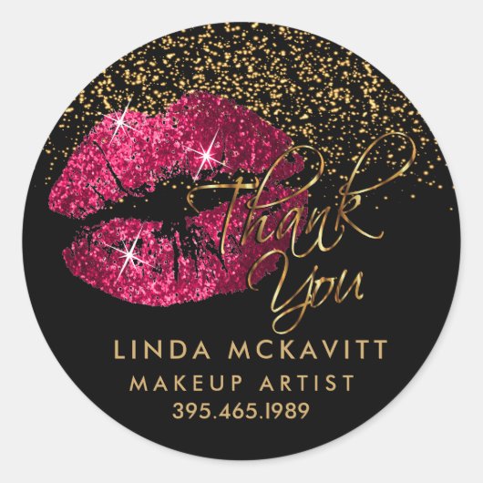 ホットピンクグリッター口紅💋ありがとうございます ラウンドシール (正面)
