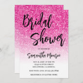 ホットピンクグリッター白グラデーションブライダルシャワー 招待状 (正面/裏面)