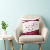 ホットピンクグリッター10代のネームピロー(ユダヤ教の)バル・ミツバー誕生日 クッション (椅子)