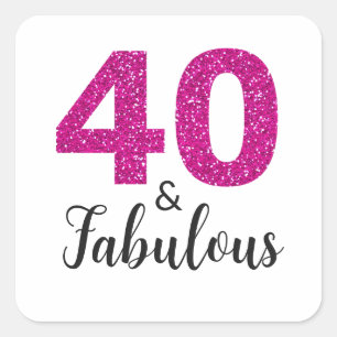 ホットピンクグリッター40と素晴らしい 40th誕生日 スクエアシール