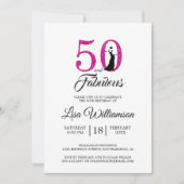 ホットピンクグリッター50素晴らしい | 第50回誕生日パーティー 招待状 (正面)