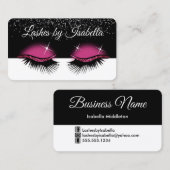 ホットピンクグリッター – まつげ 名刺 (正面/裏面)