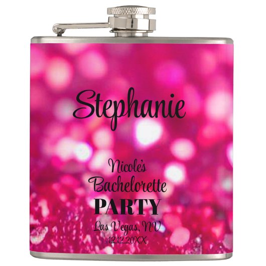 ホットピンクグリッター モダングラム 花嫁お披露目パーティー フラスク