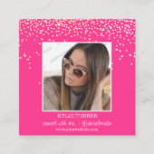 ホットピンクグリッター |写真ソーシャルメディア | QRコード スクエア名刺 (正面)
