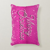ホットピンクグリッター《写真》ぼけ味カスタム文字 アクセントクッション (正面(垂直))