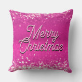 ホットピンクグリッター《写真》ぼけ味カスタム文字 クッション (正面)